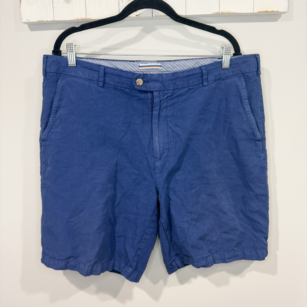 Peter Millar Seaside Shorts Sz 38 | Blue Silk Linen Blend | EUC 9”
